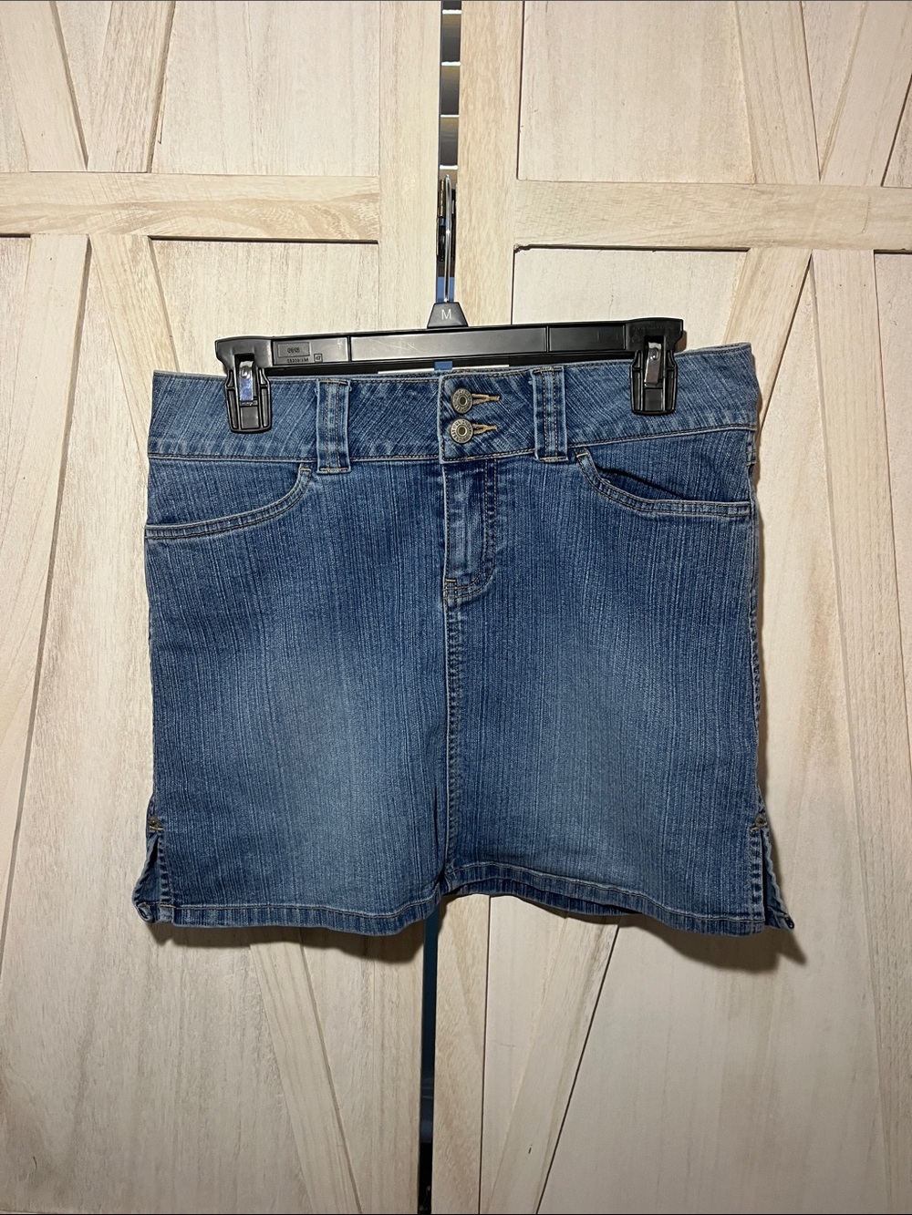 UNIONBAY Blue Denim Mini Skirt with Double Button Waist